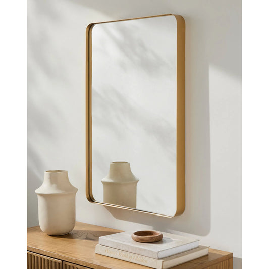 Carbondale Accent Mirror by Livabliss in frame: gold and matte. Made from iron in a unique style.