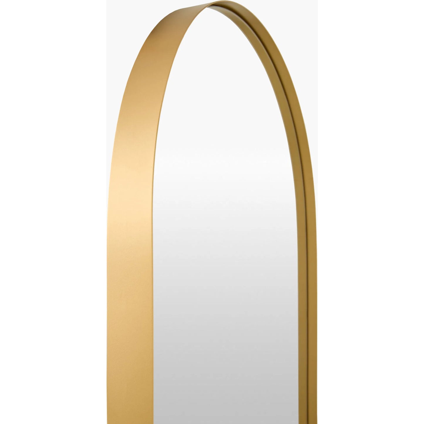 002 SI-2350328 | Closeup | Carbondale Arch Accent Mirror by Livabliss in frame: gold and matte. Made from iron in a transitional style.