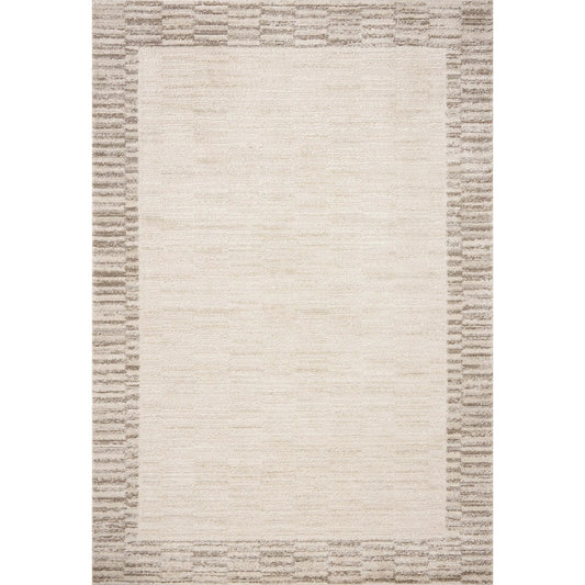 Calvin CLV-04 Rug by Chris Loves Julia x Loloi in ivory, pebble. Made from 50% polyester, 50% polypropy