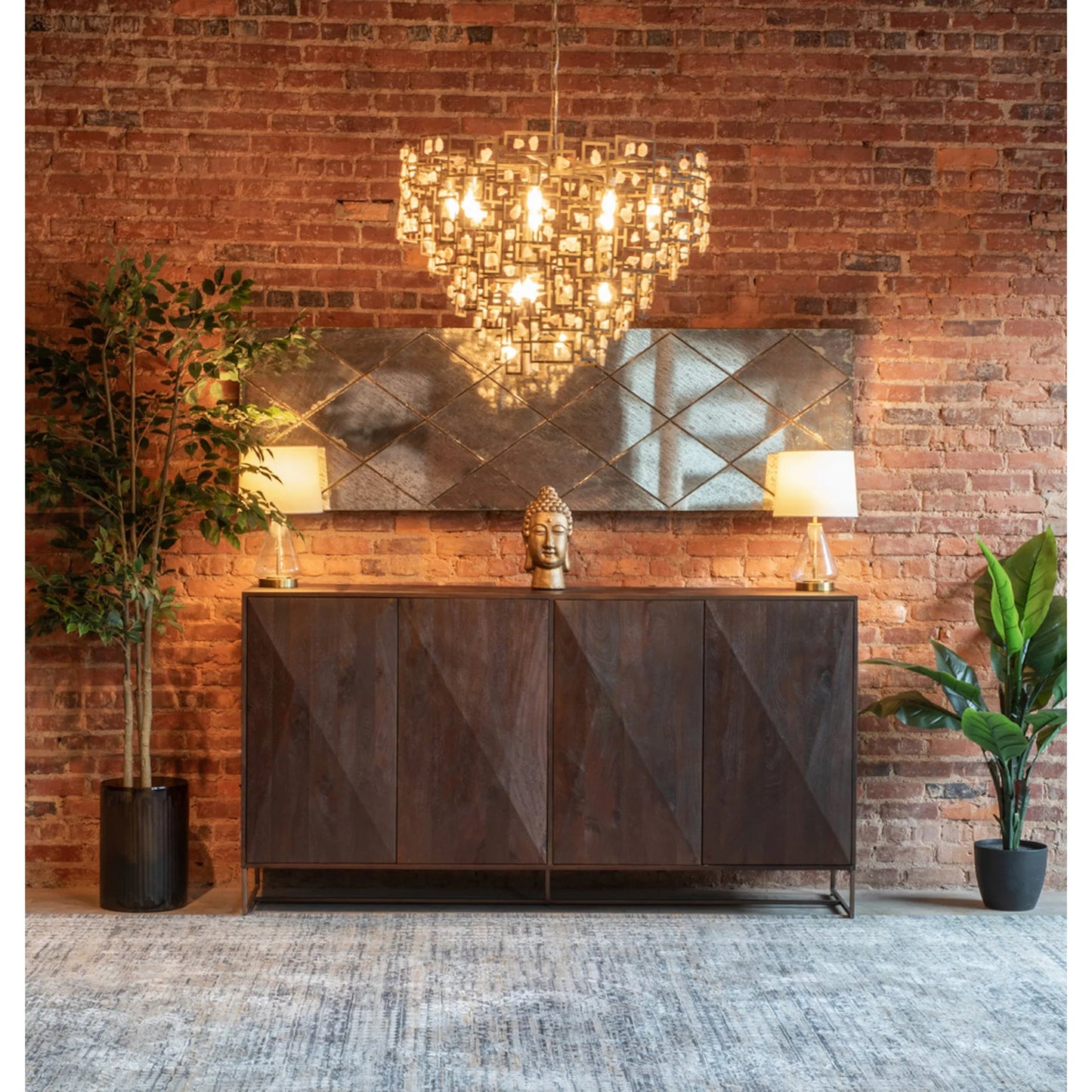 000 SI-2243016 | Lifestyle | Oxford 76" Sideboard by World Interiors in brown and walnut. Made from mango wood in a traditional style.