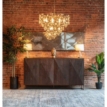 Oxford 76" Sideboard by World Interiors in brown and walnut. Made from mango wood in a traditional style.