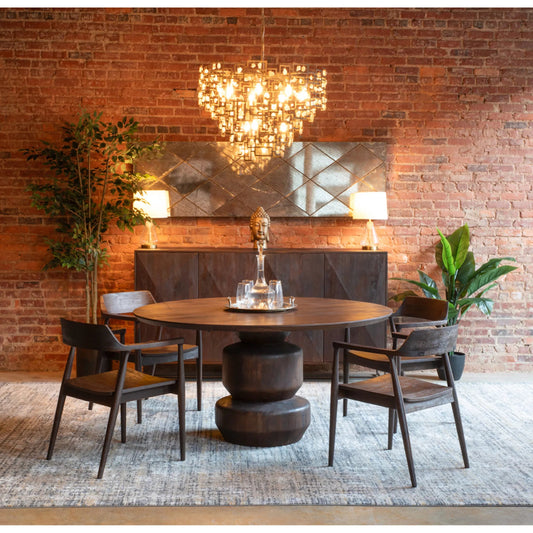 Oxford 60" Dining Table by World Interiors in brown and walnut. Made from mango wood in a unique style.