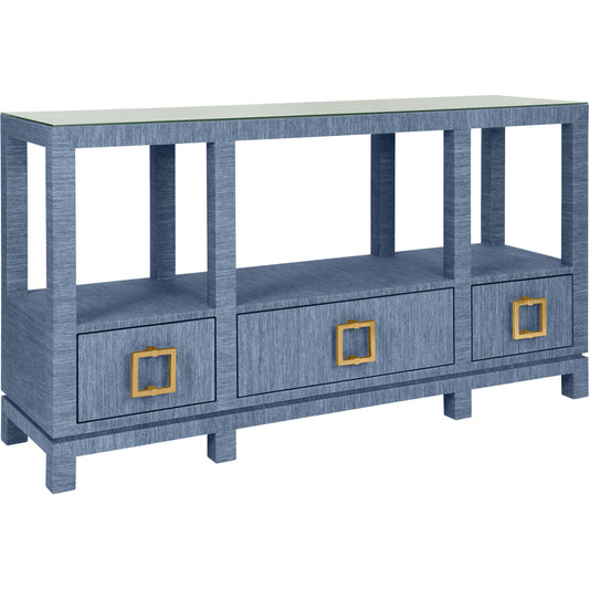 Campbell Open Shelf Console by Worlds Away. Made from solid wood, mdf, linen in a eclectic & global style.