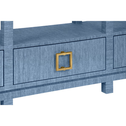 Campbell Open Shelf Console by Worlds Away. Made from solid wood, mdf, linen in a eclectic & global style.