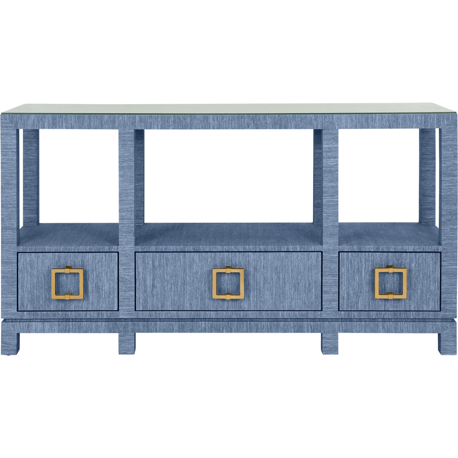 Campbell Open Shelf Console by Worlds Away. Made from solid wood, mdf, linen in a eclectic & global style.