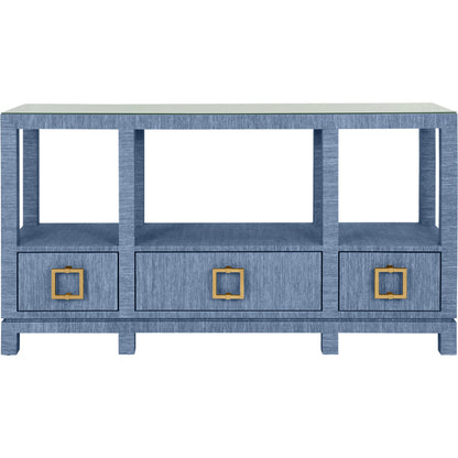Campbell Open Shelf Console by Worlds Away. Made from solid wood, mdf, linen in a eclectic & global style.