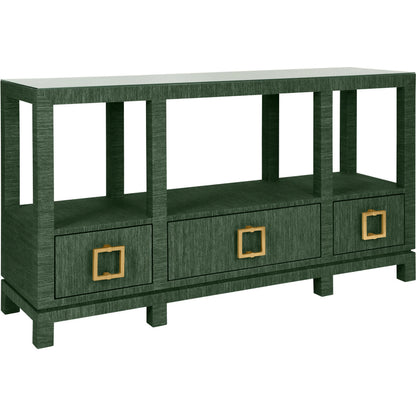 Campbell Open Shelf Console by Worlds Away. Made from solid wood, mdf, linen in a eclectic & global style.