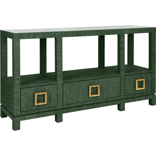 Campbell Open Shelf Console by Worlds Away. Made from solid wood, mdf, linen in a eclectic & global style.