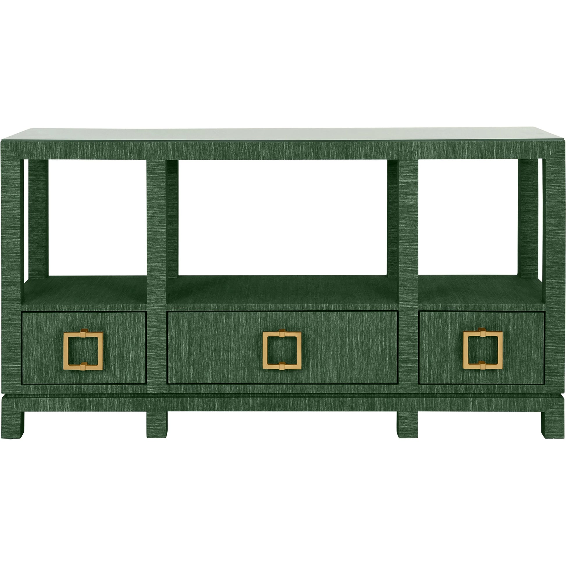 Campbell Open Shelf Console by Worlds Away. Made from solid wood, mdf, linen in a eclectic & global style.