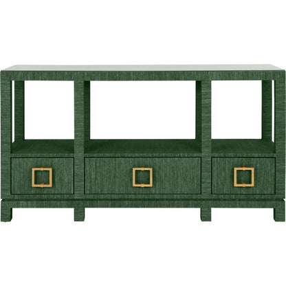 Campbell Open Shelf Console by Worlds Away. Made from solid wood, mdf, linen in a eclectic & global style.