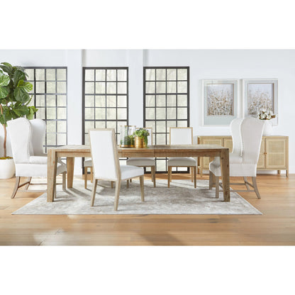 Canal Dining Table by Essentials For Living in smoke gray pine, brushed gold inlay. Made from reclaimed pine, reclaimed pine veneer, metal in a cottage & farmhouse style.