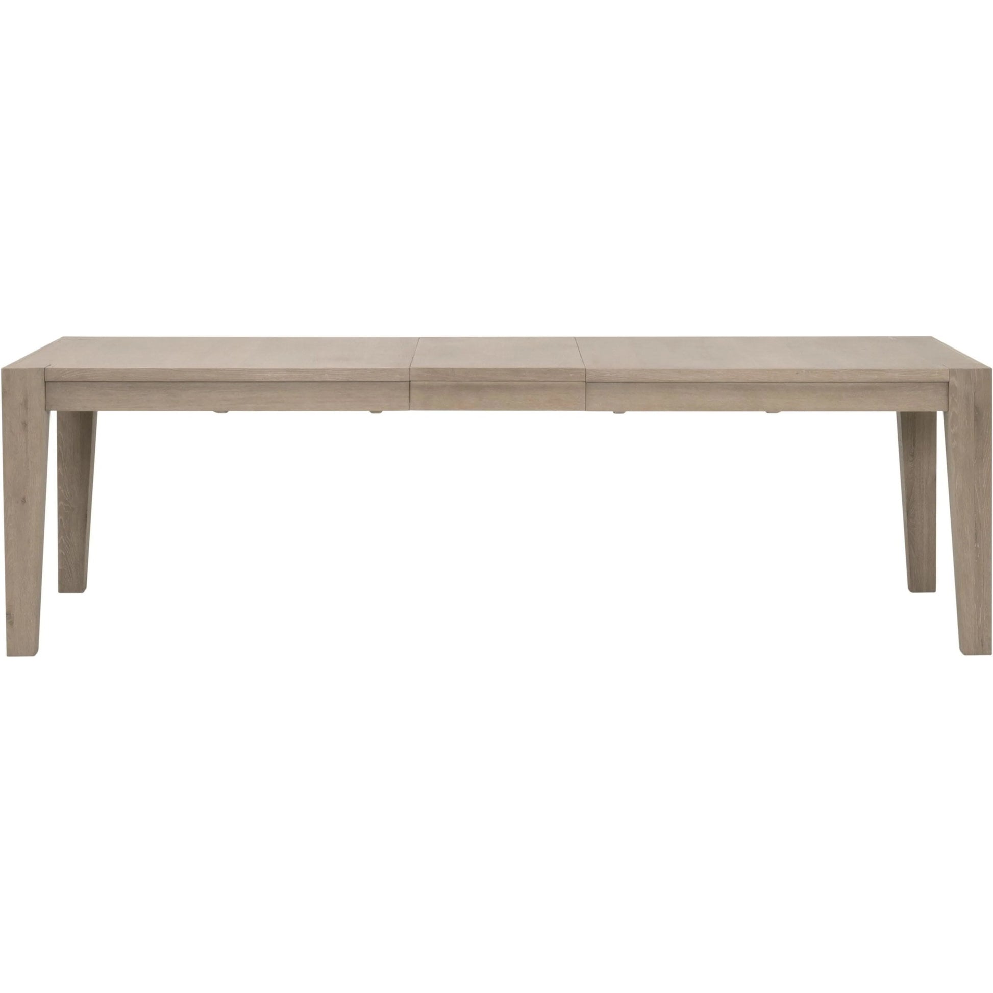 Canal Dining Table by Essentials For Living in smoke gray oak, brushed gold inlay. Made from solid oak wood, oak veneer, stainless steel in a transitional style.