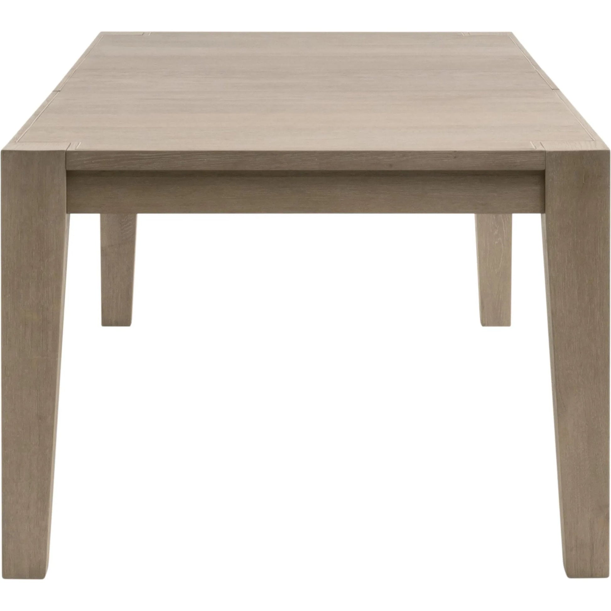 Canal Dining Table by Essentials For Living in smoke gray oak, brushed gold inlay. Made from solid oak wood, oak veneer, stainless steel in a transitional style.