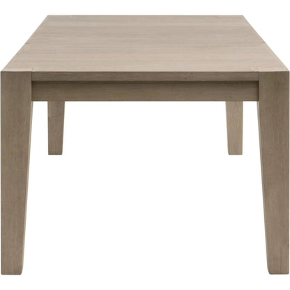 Canal Dining Table by Essentials For Living in smoke gray oak, brushed gold inlay. Made from solid oak wood, oak veneer, stainless steel in a transitional style.
