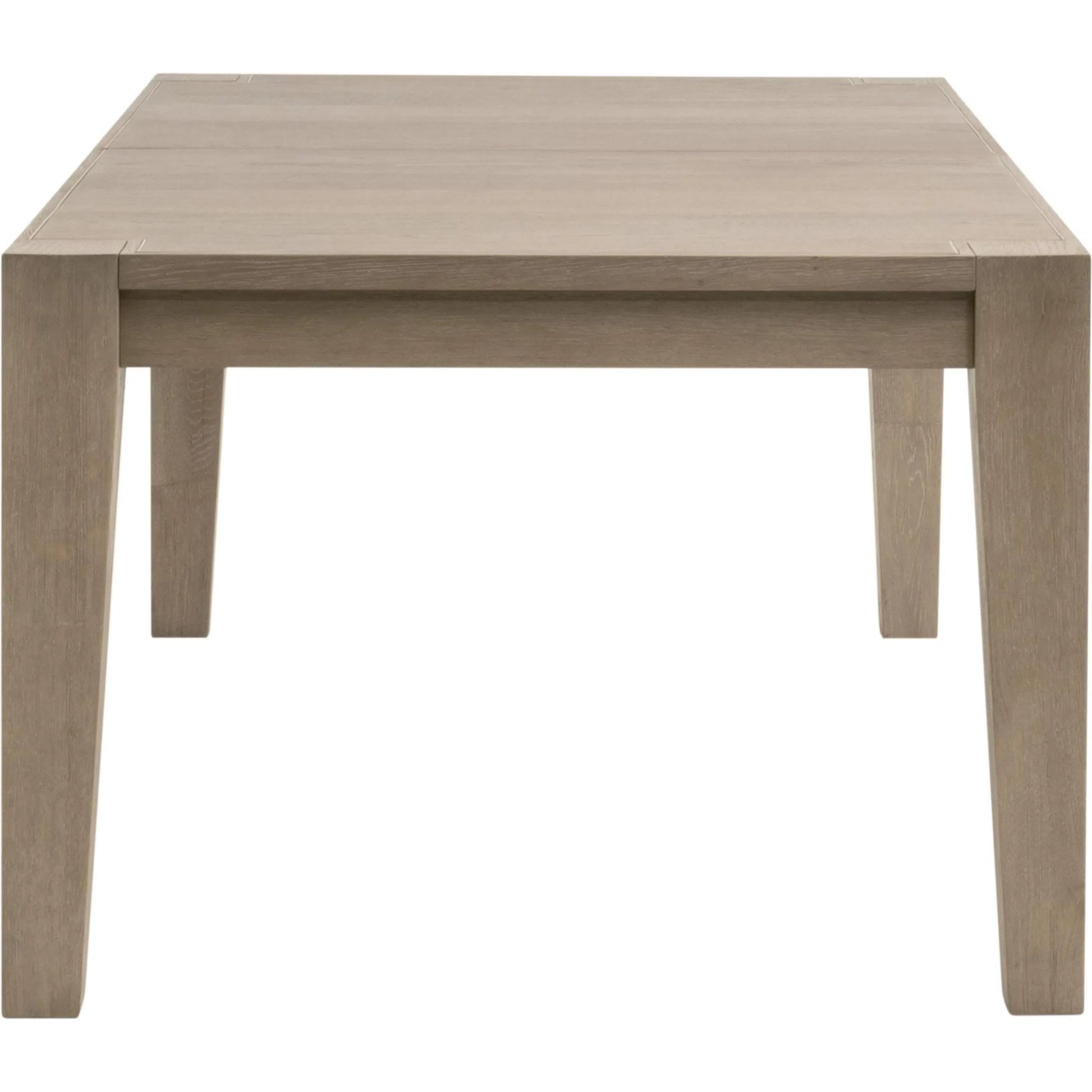Canal Dining Table by Essentials For Living in smoke gray oak, brushed gold inlay. Made from solid oak wood, oak veneer, stainless steel in a transitional style.
