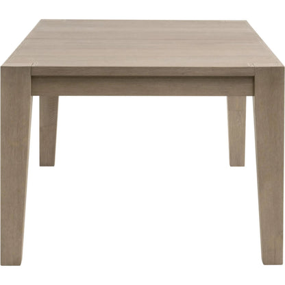 Canal Dining Table by Essentials For Living in smoke gray oak, brushed gold inlay. Made from solid oak wood, oak veneer, stainless steel in a transitional style.