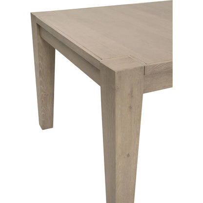 Canal Dining Table by Essentials For Living in smoke gray oak, brushed gold inlay. Made from solid oak wood, oak veneer, stainless steel in a transitional style.