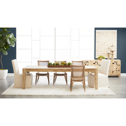 Canal Dining Table by Essentials For Living in smoke gray pine, brushed gold inlay. Made from reclaimed pine, reclaimed pine veneer, metal in a cottage & farmhouse style.