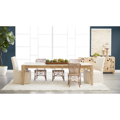 Canal Dining Table by Essentials For Living in smoke gray pine, brushed gold inlay. Made from reclaimed pine, reclaimed pine veneer, metal in a cottage & farmhouse style.
