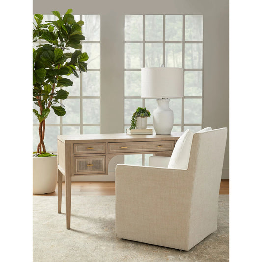 Cane Desk by Essentials For Living in smoke gray oak, smoke gray cane. Made from solid reclaimed oak, oak veneer, cane in a cottage & farmhouse style.