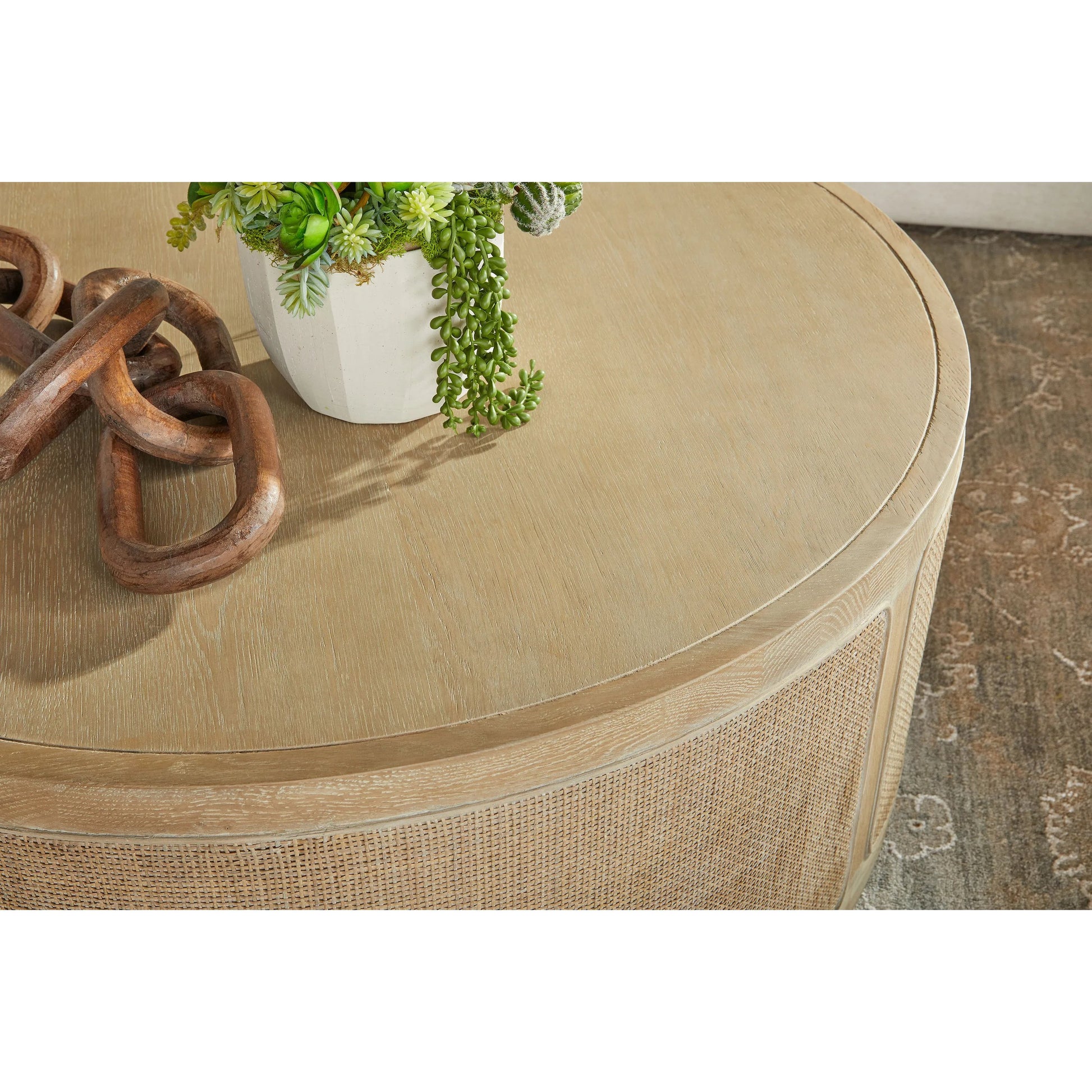 Cane Coffee Table by Essentials For Living in smoke gray oak, smoke gray cane. Made from solid reclaimed oak, oak veneer, cane in a cottage & farmhouse style.
