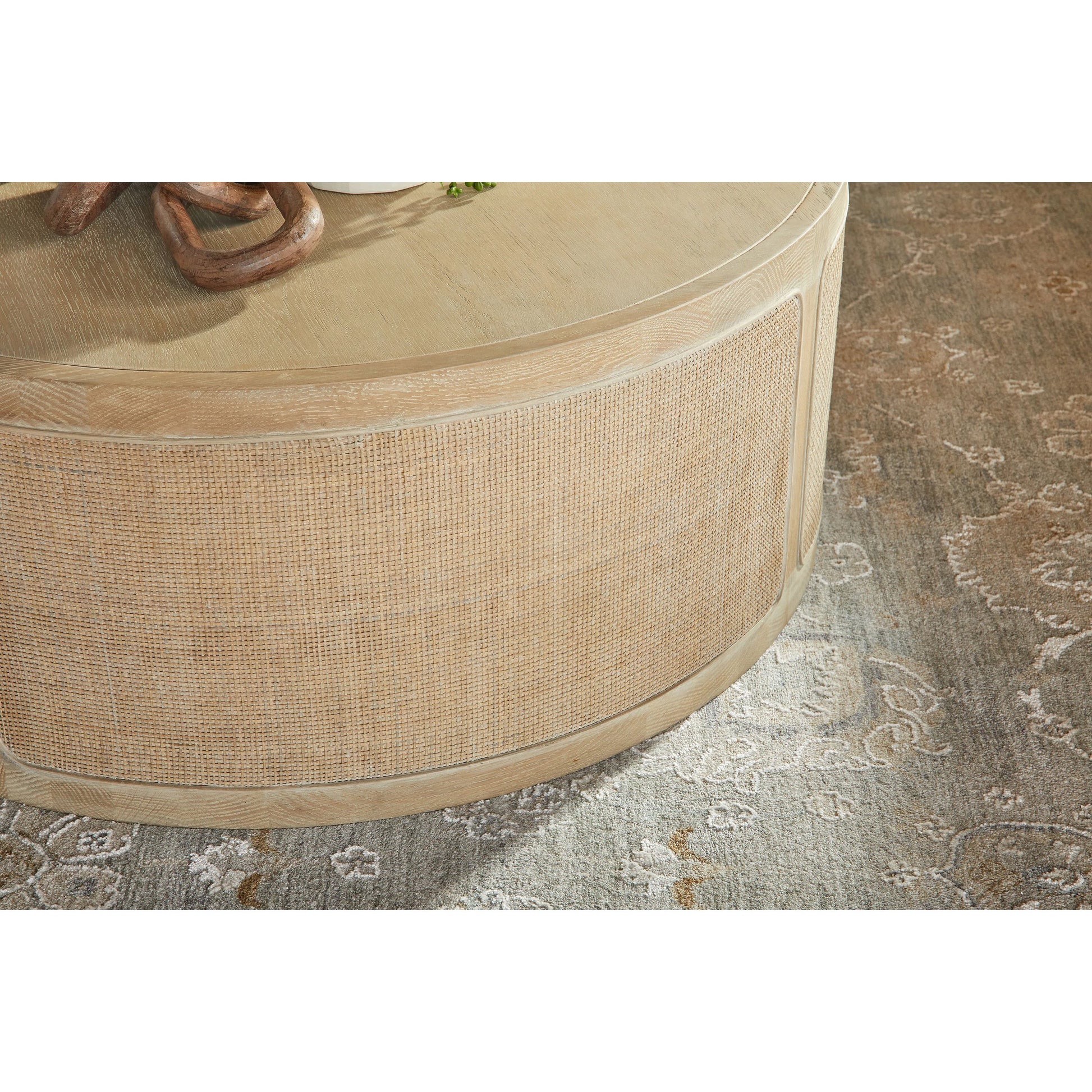 Cane Coffee Table by Essentials For Living in smoke gray oak, smoke gray cane. Made from solid reclaimed oak, oak veneer, cane in a cottage & farmhouse style.