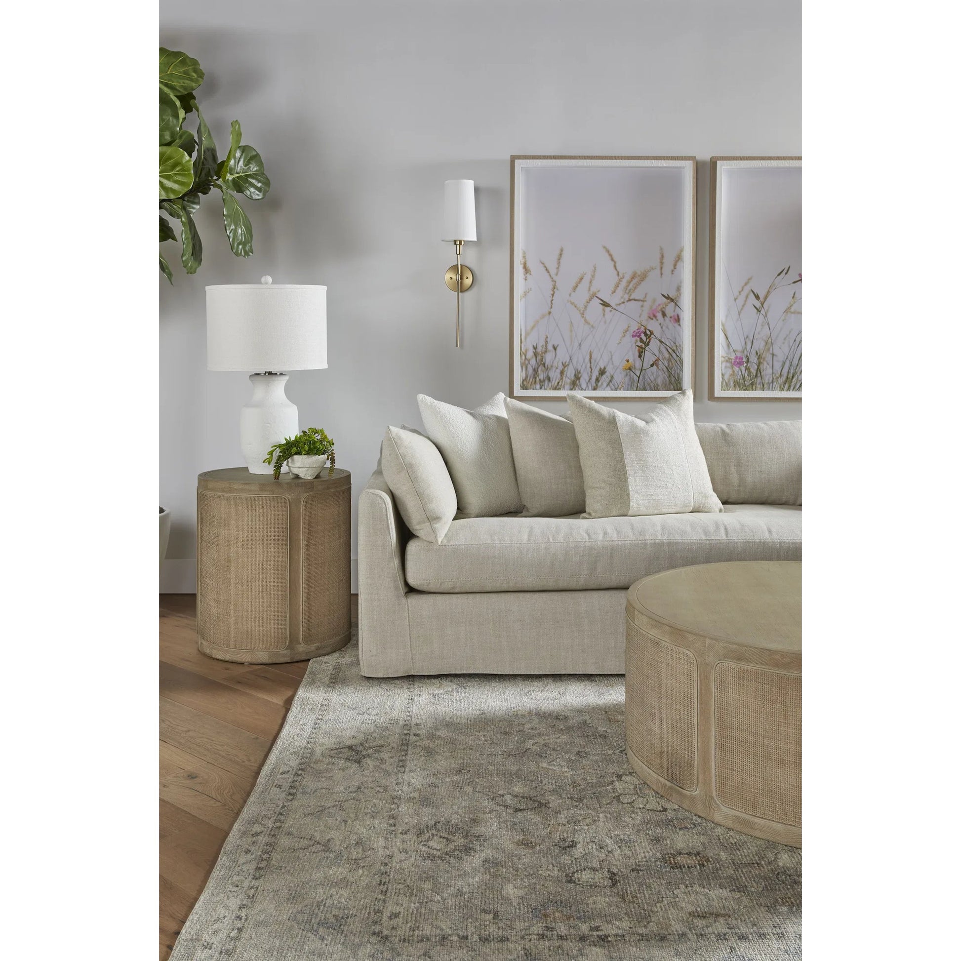 Cane Coffee Table by Essentials For Living in smoke gray oak, smoke gray cane. Made from solid reclaimed oak, oak veneer, cane in a cottage & farmhouse style.