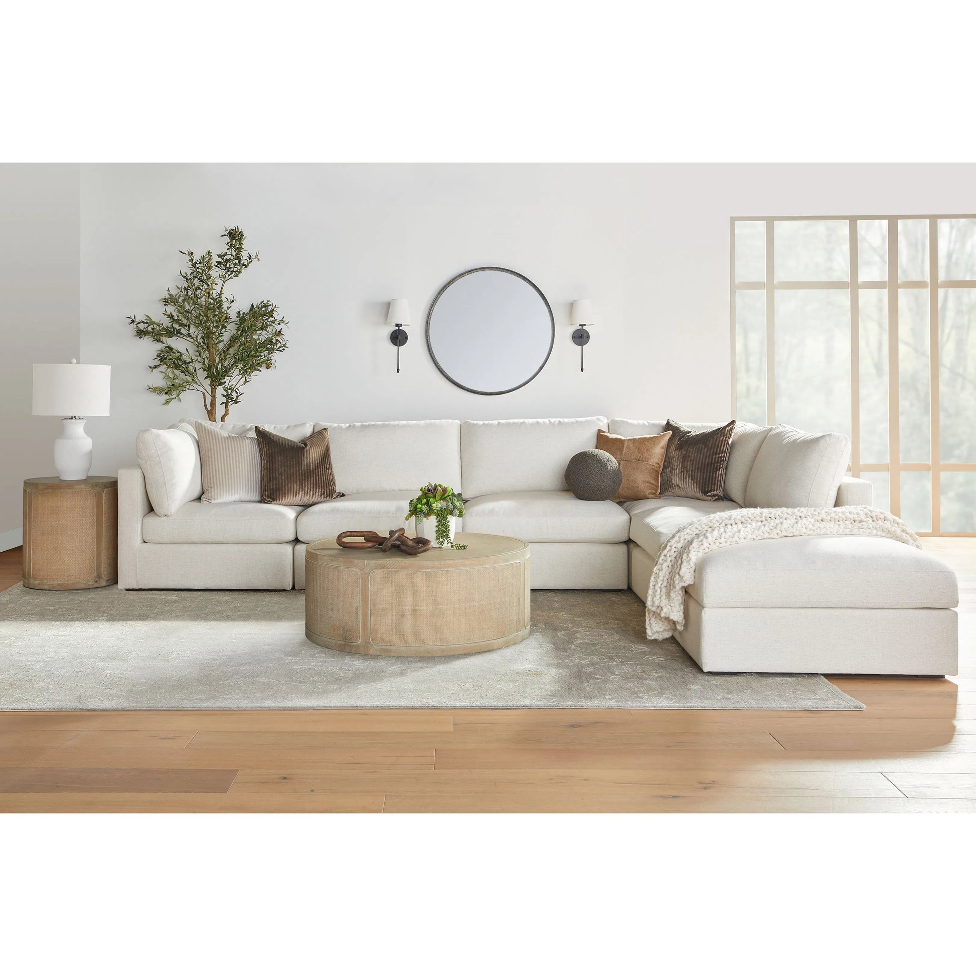 Cane End Table by Essentials For Living in smoke gray oak, smoke gray cane. Made from solid reclaimed oak, oak veneer, cane in a cottage & farmhouse style.