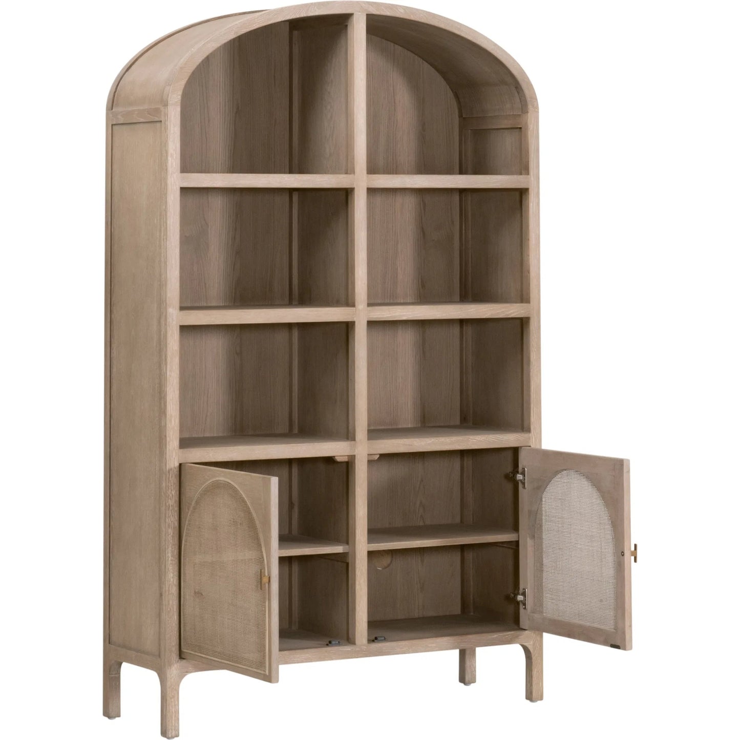 004 SI-2249292 | Additional Silo | Cane Storage Bookcase by Essentials For Living in smoke gray. Made from solid oak wood, oak veneer, cane, metal in a unique style.