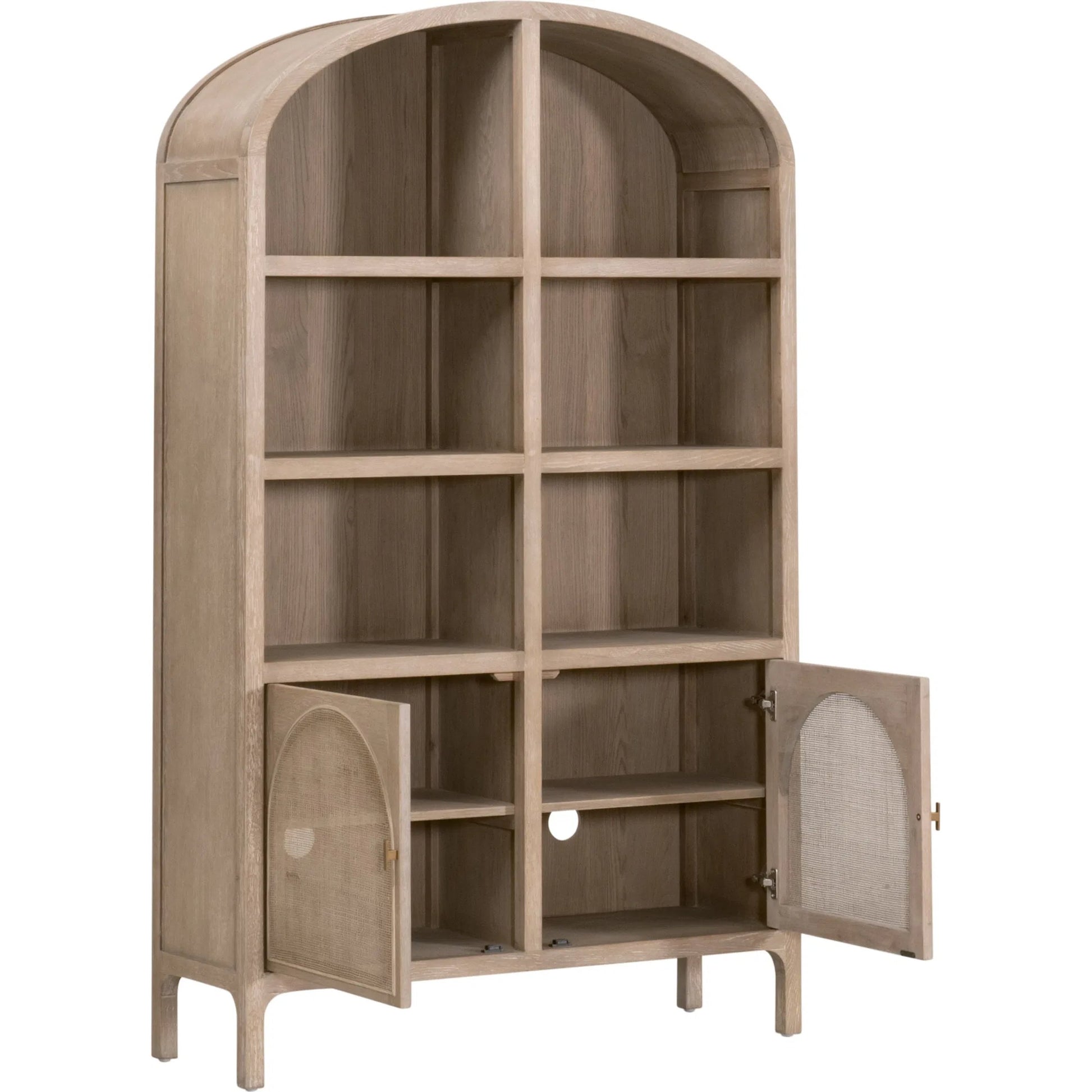 Cane Storage Bookcase by Essentials For Living in smoke gray. Made from solid oak wood, oak veneer, cane, metal in a unique style.