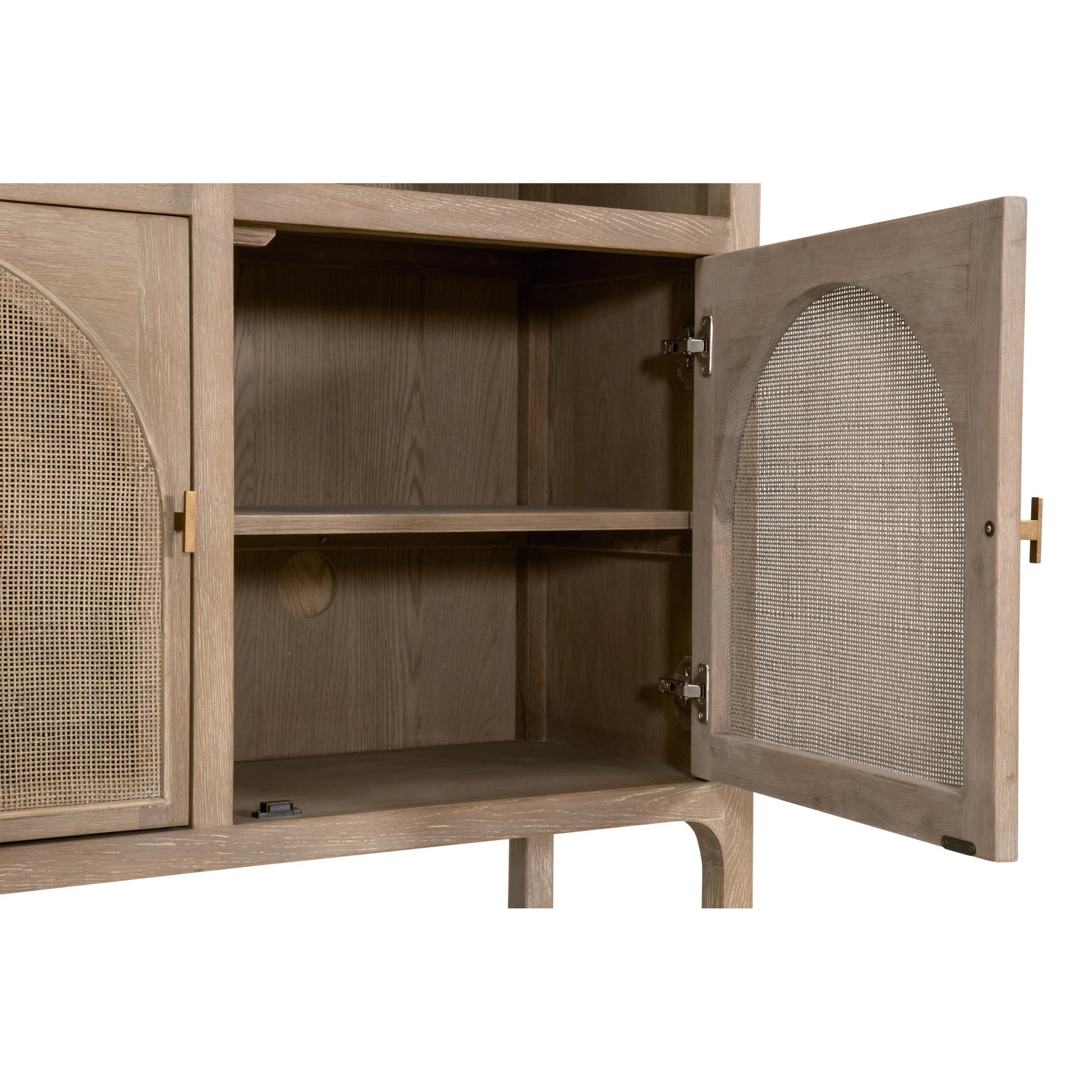 Cane Storage Bookcase by Essentials For Living in smoke gray. Made from solid oak wood, oak veneer, cane, metal in a unique style.