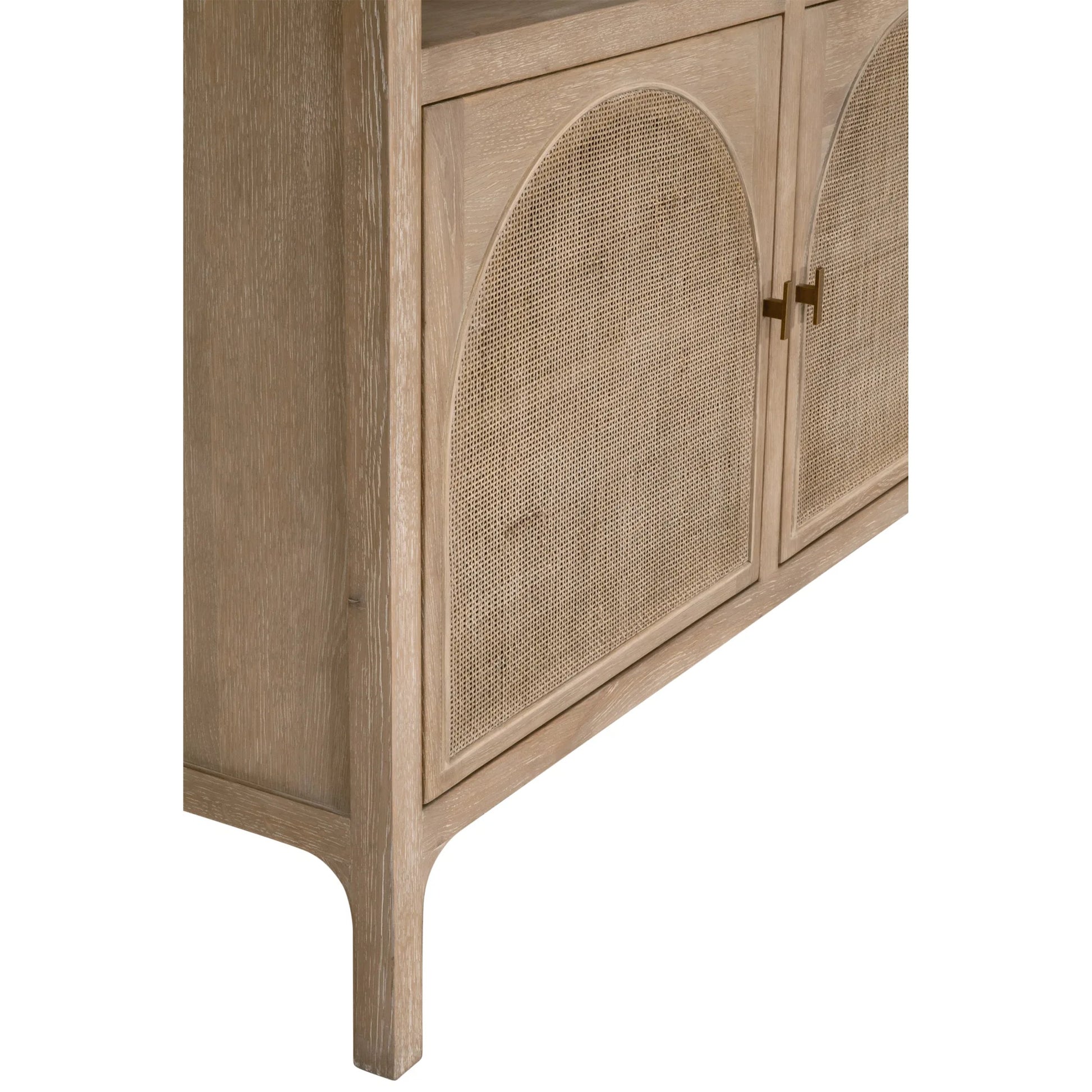 Cane Storage Bookcase by Essentials For Living in smoke gray. Made from solid oak wood, oak veneer, cane, metal in a unique style.