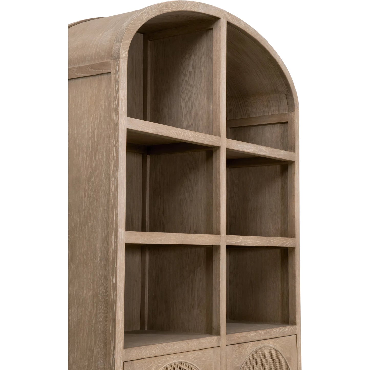 009 SI-2249292 | Unknown | Cane Storage Bookcase by Essentials For Living in smoke gray. Made from solid oak wood, oak veneer, cane, metal in a unique style.
