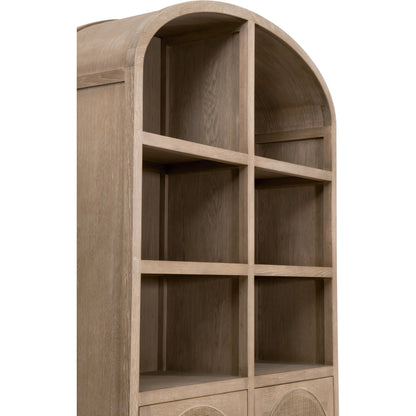 Cane Storage Bookcase by Essentials For Living in smoke gray. Made from solid oak wood, oak veneer, cane, metal in a unique style.