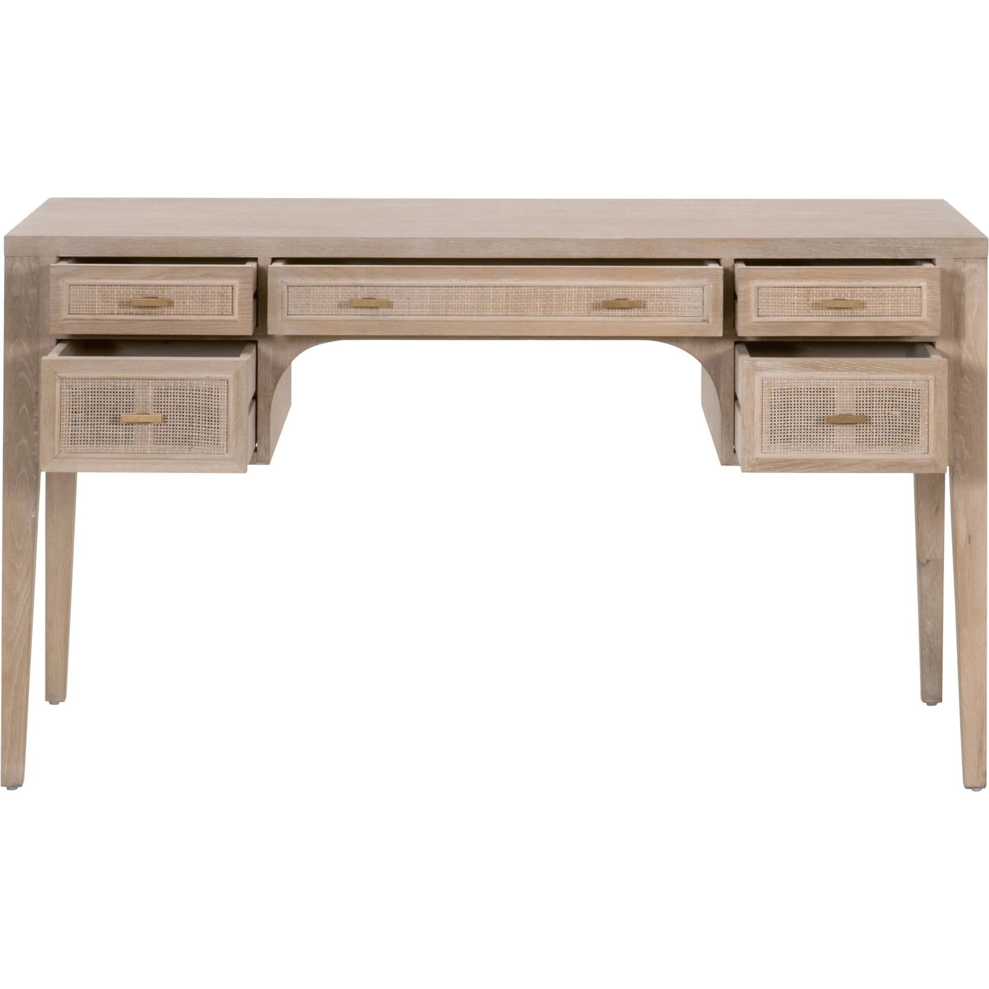 Cane Desk by Essentials For Living in smoke gray oak, smoke gray cane. Made from solid reclaimed oak, oak veneer, cane in a cottage & farmhouse style.