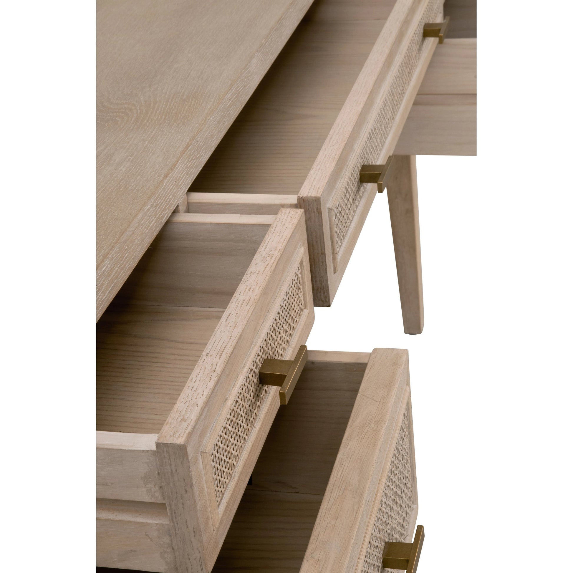 Cane Desk by Essentials For Living in smoke gray oak, smoke gray cane. Made from solid reclaimed oak, oak veneer, cane in a cottage & farmhouse style.