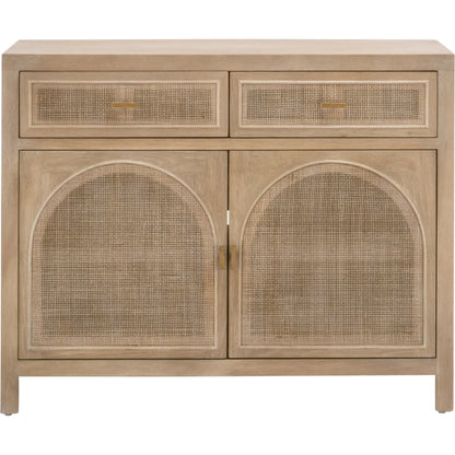 Cane Media Cabinet by Essentials For Living in smoke gray oak, smoke gray cane. Made from solid reclaimed oak, oak veneer, cane, metal in a cottage & farmhouse style.