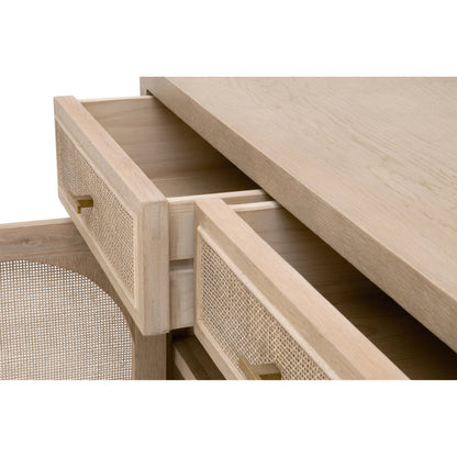 Cane Media Cabinet by Essentials For Living in smoke gray oak, smoke gray cane. Made from solid reclaimed oak, oak veneer, cane, metal in a cottage & farmhouse style.