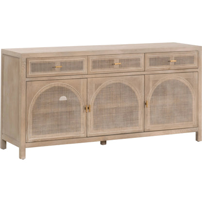Cane Media Sideboard by Essentials For Living in smoke gray oak, smoke gray cane. Made from solid reclaimed oak, oak veneer, cane, metal in a cottage & farmhouse style.