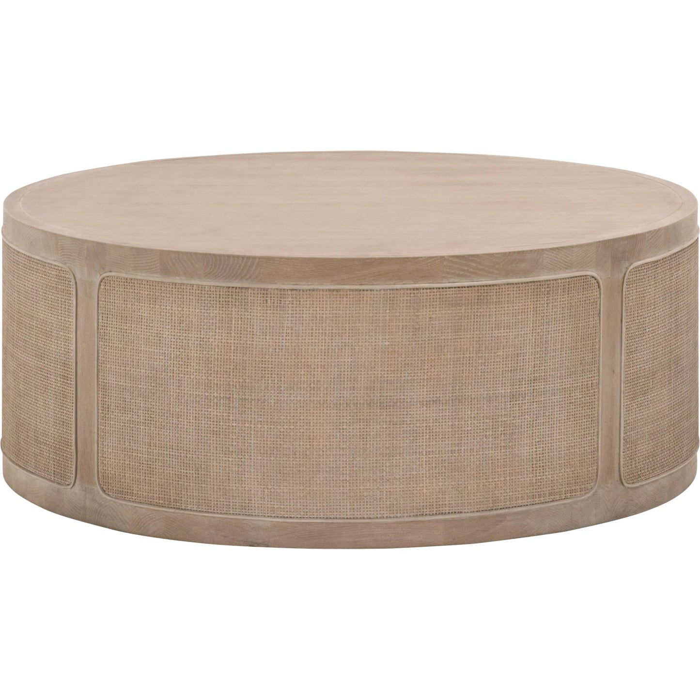 002 SI-1998818 | Additional Silo | Cane Coffee Table by Essentials For Living in smoke gray oak, smoke gray cane. Made from solid reclaimed oak, oak veneer, cane in a cottage & farmhouse style.