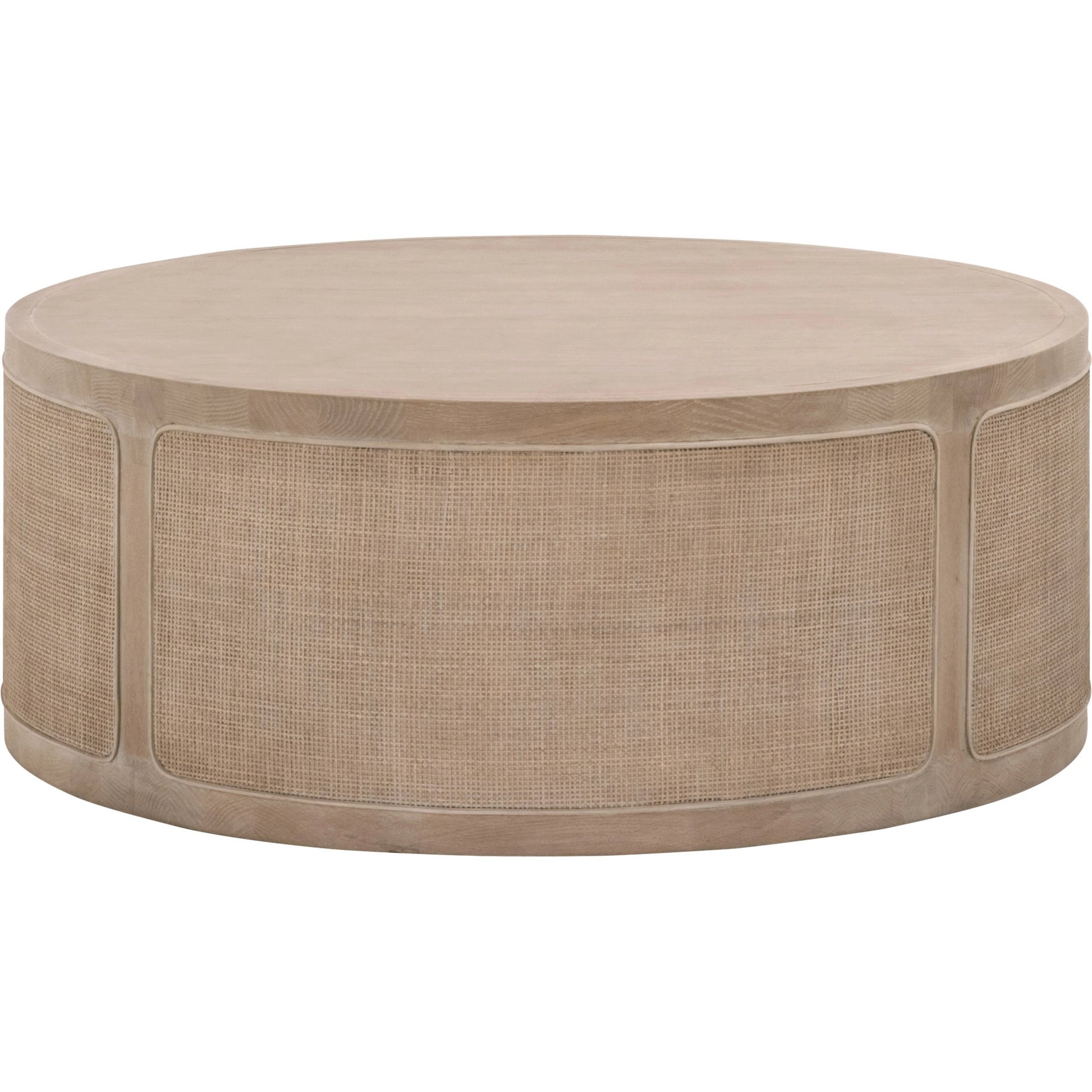 Cane Coffee Table by Essentials For Living in smoke gray oak, smoke gray cane. Made from solid reclaimed oak, oak veneer, cane in a cottage & farmhouse style.