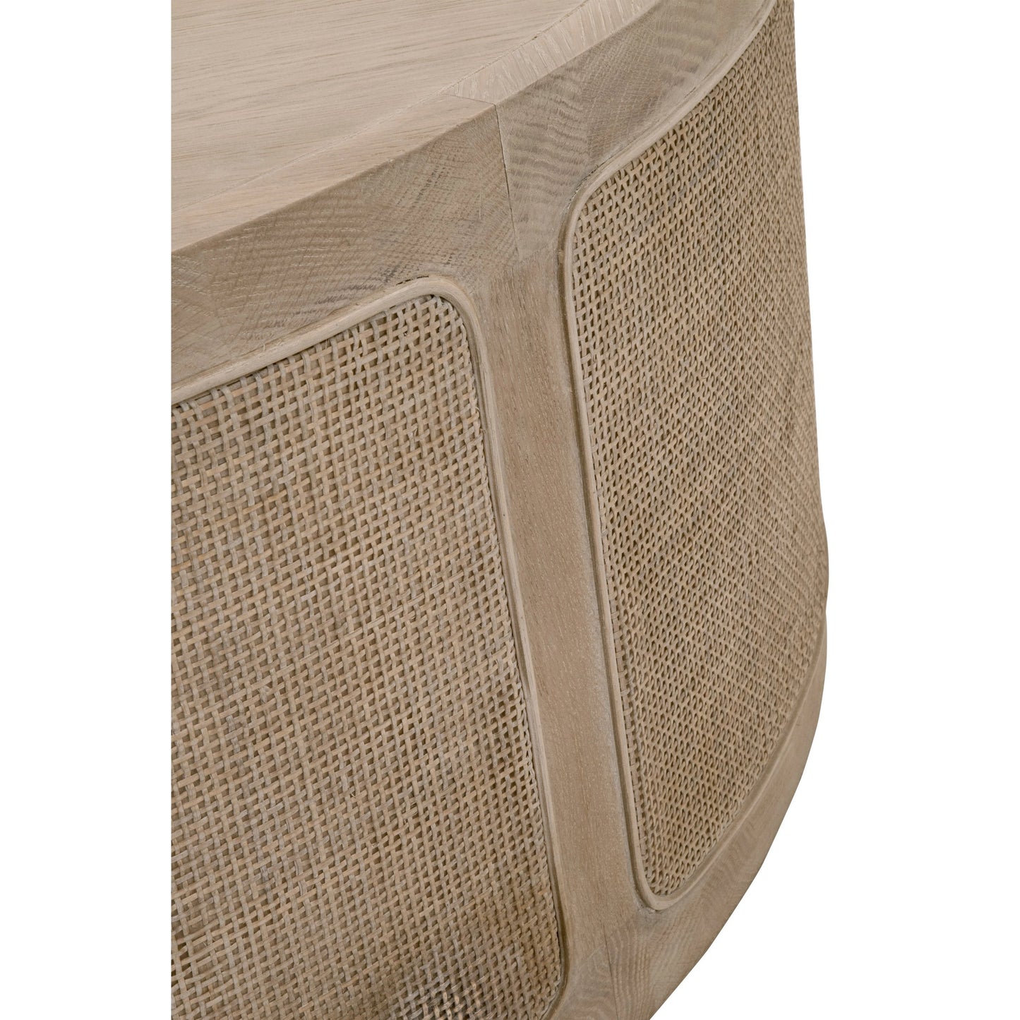 003 SI-1998818 | Additional Silo | Cane Coffee Table by Essentials For Living in smoke gray oak, smoke gray cane. Made from solid reclaimed oak, oak veneer, cane in a cottage & farmhouse style.