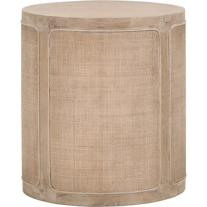 Cane End Table by Essentials For Living in smoke gray oak, smoke gray cane. Made from solid reclaimed oak, oak veneer, cane in a cottage & farmhouse style.