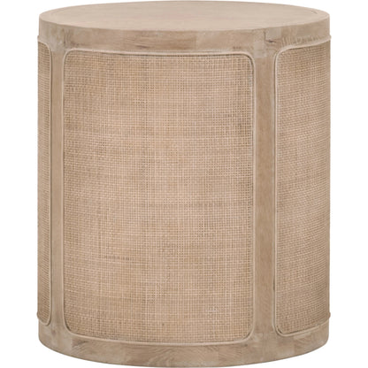 Cane End Table by Essentials For Living in smoke gray oak, smoke gray cane. Made from solid reclaimed oak, oak veneer, cane in a cottage & farmhouse style.