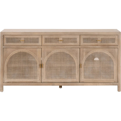 Cane Media Sideboard by Essentials For Living in smoke gray oak, smoke gray cane. Made from solid reclaimed oak, oak veneer, cane, metal in a cottage & farmhouse style.