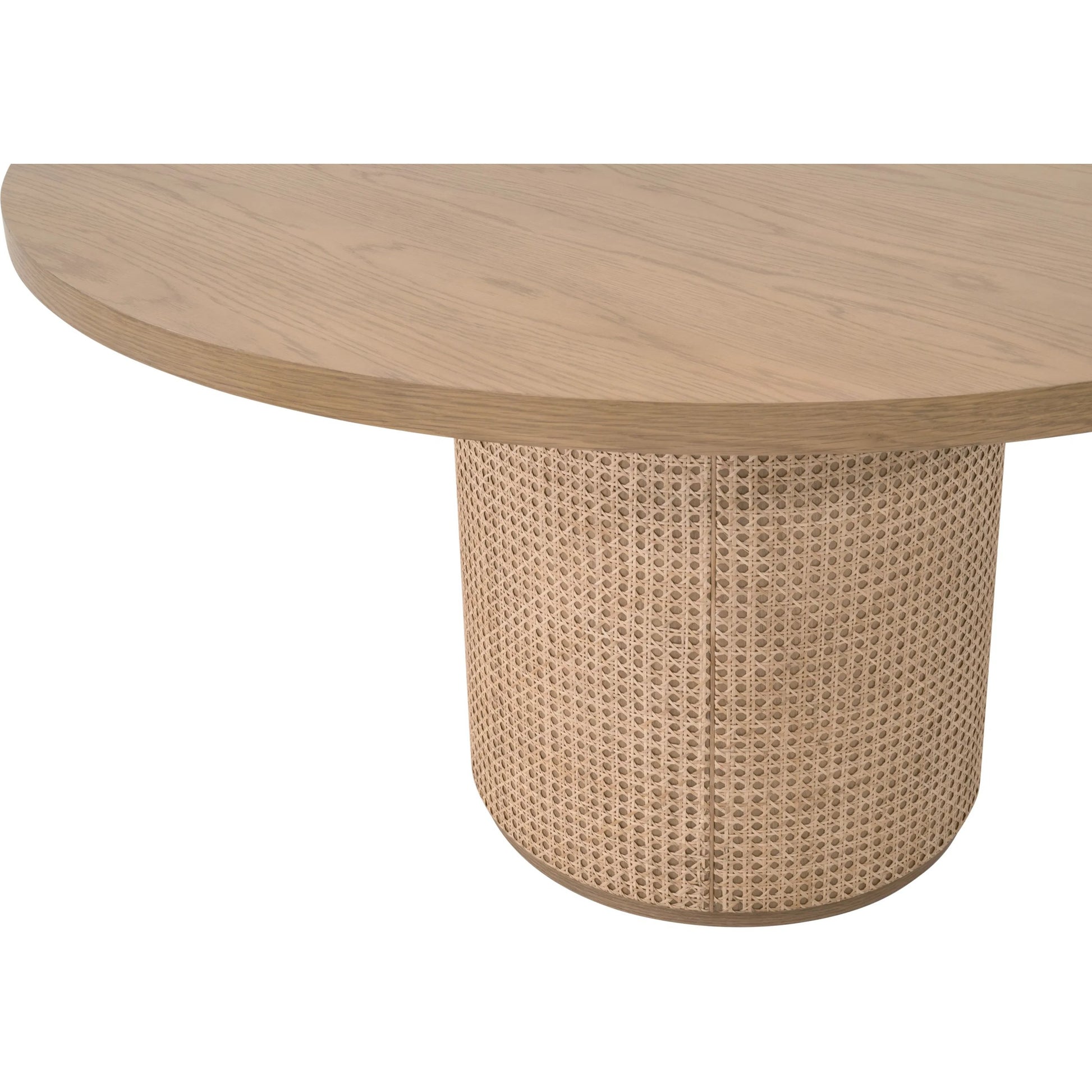 Cannes Dining Table by Essentials For Living in natural oak, cane. Made from solid oak wood, oak veneer, mdf, plywood, cane in a transitional style.