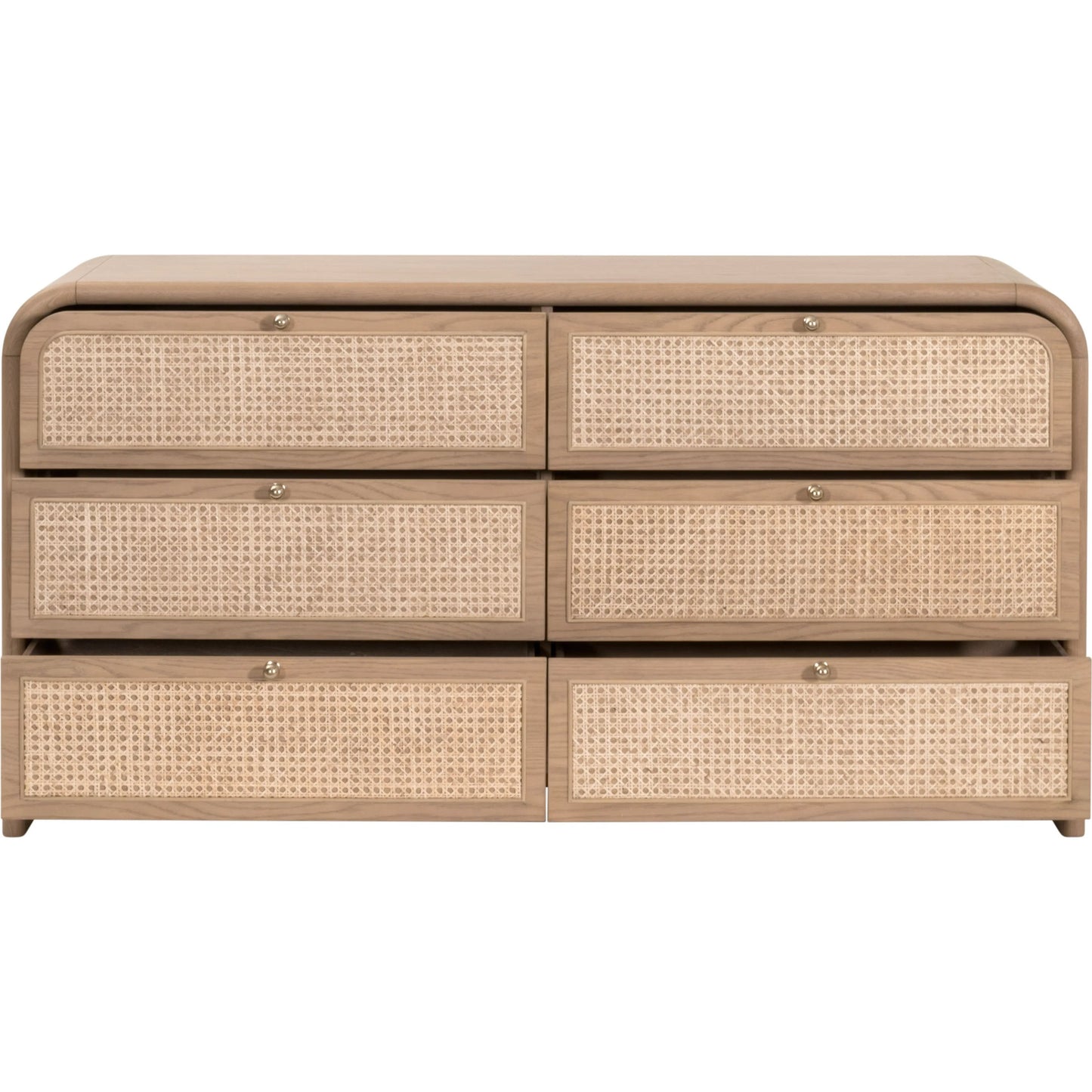 002 SI-2472601 | Additional Silo | Cannes Double Dresser by Essentials For Living in natural oak, cane. Made from solid oak wood, oak veneer, cane, iron, felt in a transitional style.