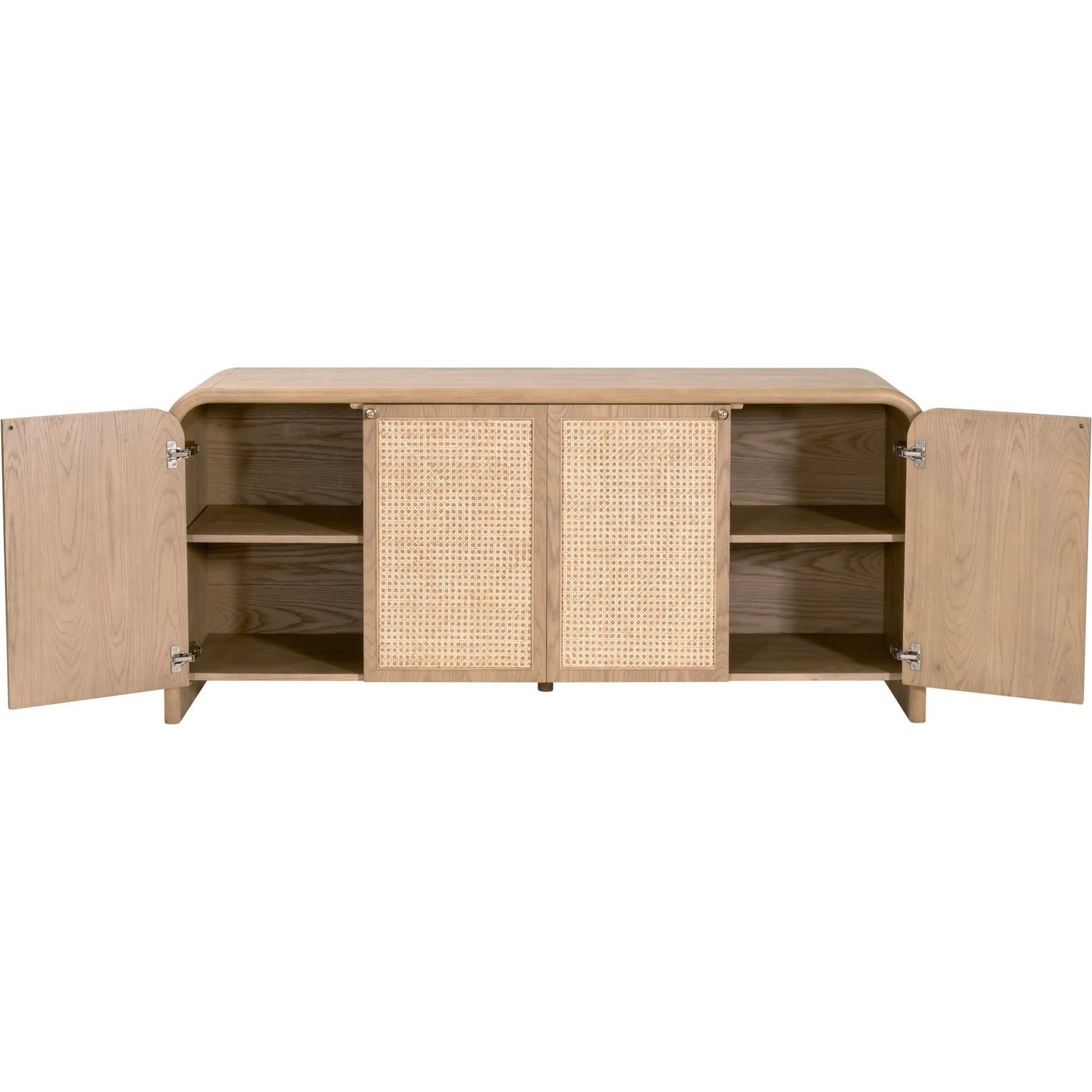 Cannes Media Sideboard by Essentials For Living in natural oak, cane. Made from solid oak wood, oak veneer, cane, iron in a transitional style.