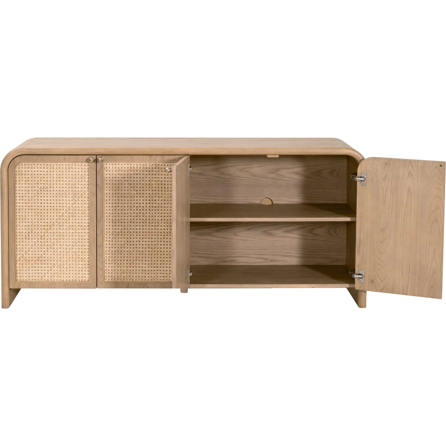 003 SI-2472602 | Additional Silo | Cannes Media Sideboard by Essentials For Living in natural oak, cane. Made from solid oak wood, oak veneer, cane, iron in a transitional style.