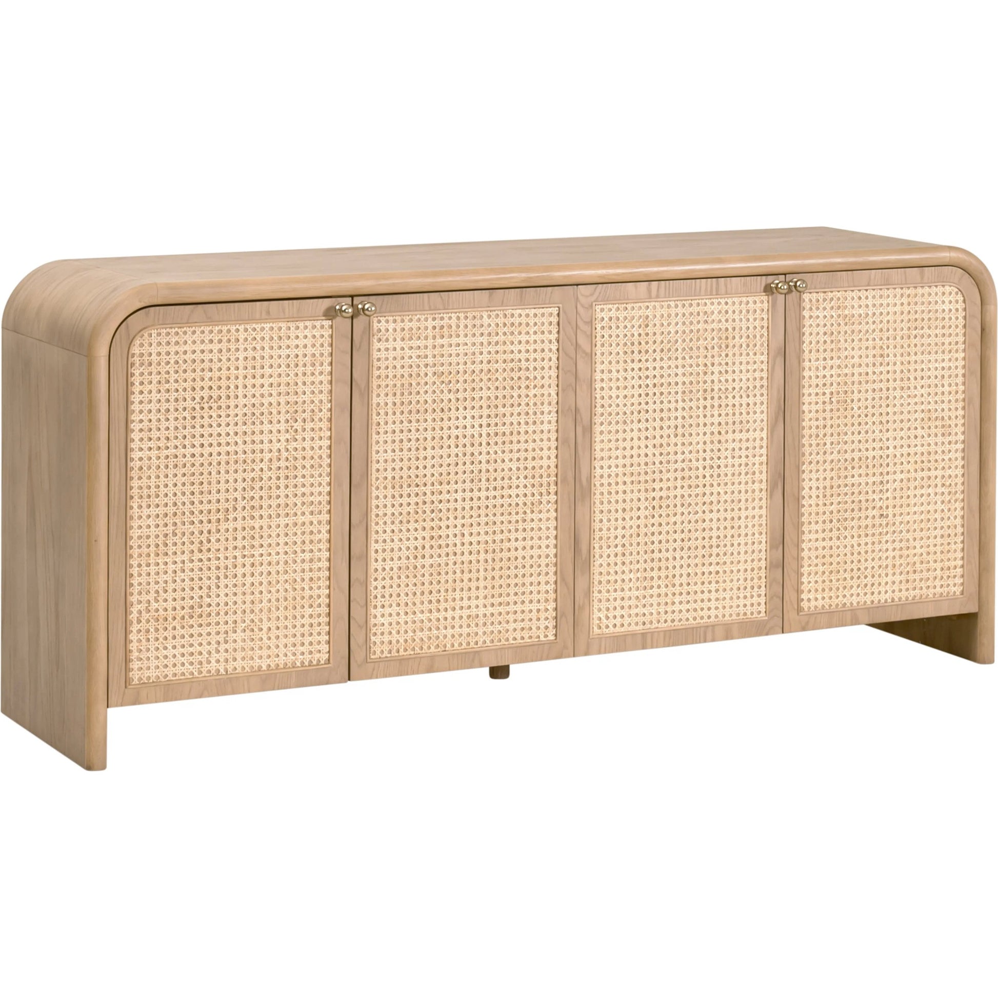 Cannes Media Sideboard by Essentials For Living in natural oak, cane. Made from solid oak wood, oak veneer, cane, iron in a transitional style.